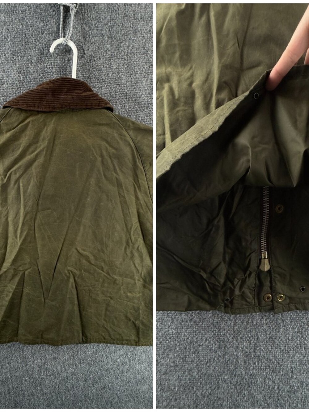 VTG Barbour Spey A130 Waxed Jacket Green Men Fishing Wasting Angler Pin Short - Picture 15 of 16